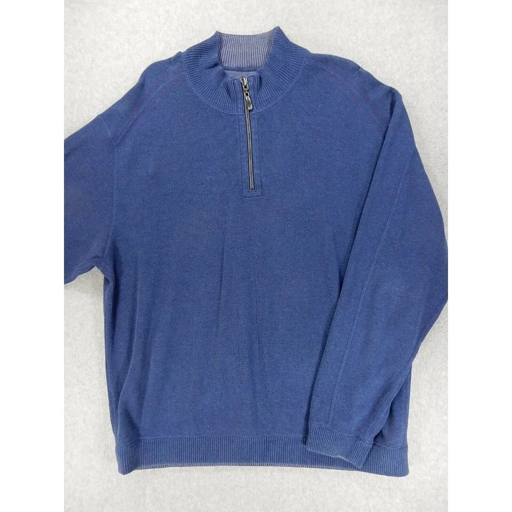 Tommy Bahama 1/4 Zip MARLIN Reversible Pullover Sweater‎ (Men's XL) Blue